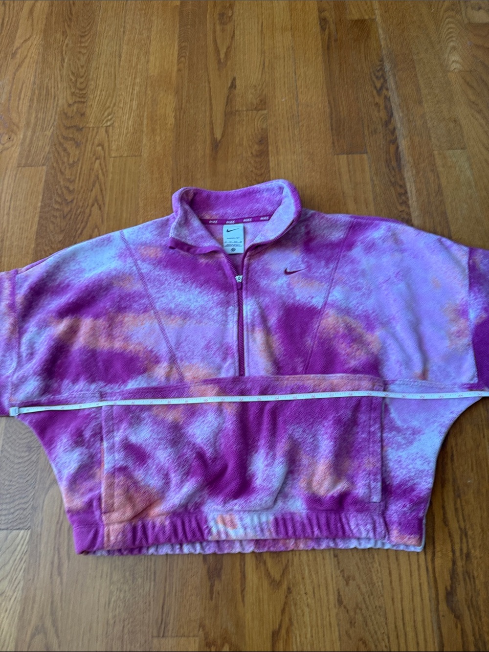 Nike Therma-FIT Oversized Half Zip Fleece Pullover Sweatshirt Pocket Pink Sz XS - Picture 9 of 12
